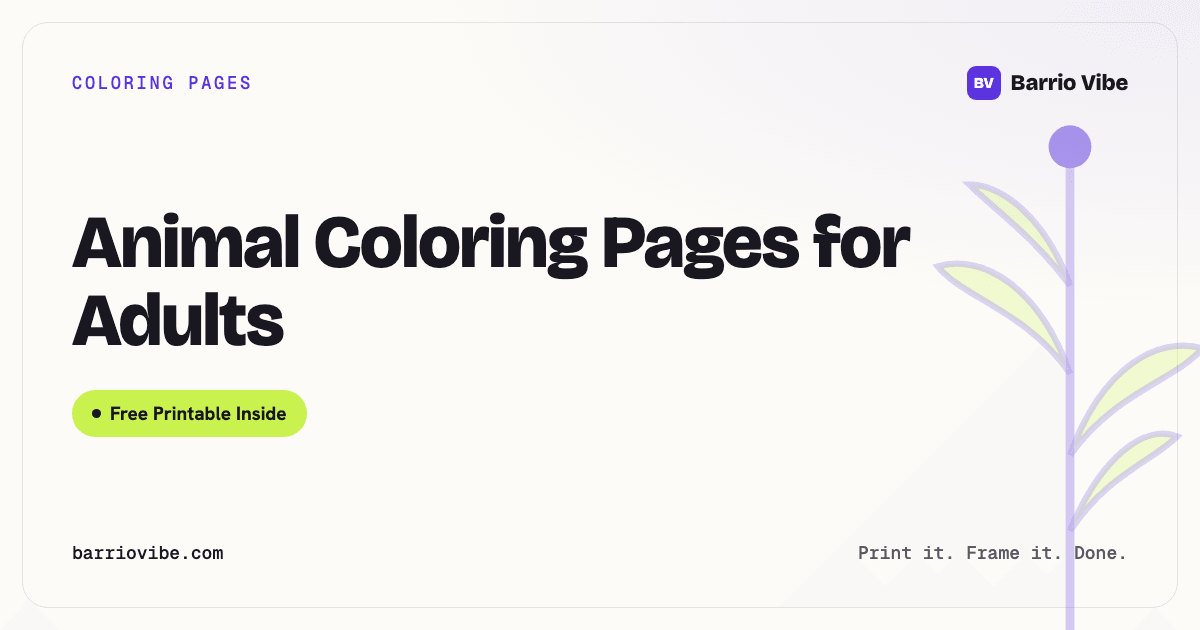 Animal Coloring Pages for Adults (Free Printable)