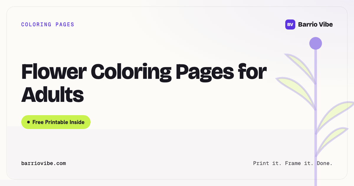 Flower Coloring Pages for Adults (Free Printable)