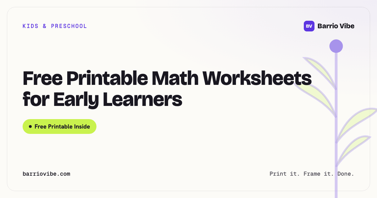 Free Printable Math Worksheets for Early Learners