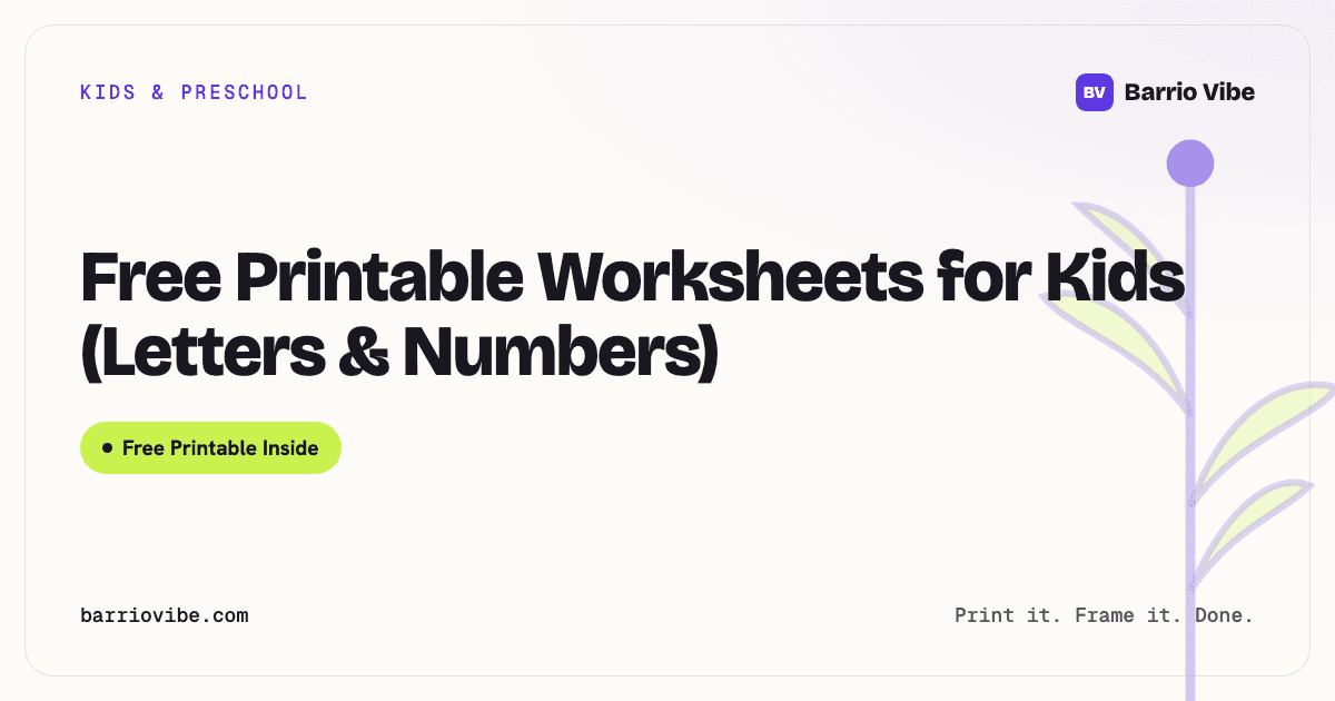 Free Printable Worksheets for Kids (Letters & Numbers)