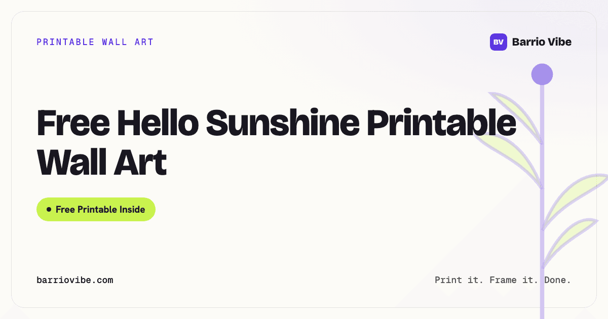 Free Hello Sunshine Printable Wall Art