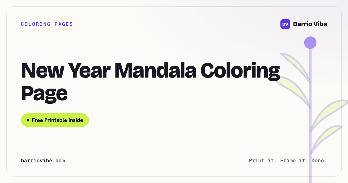 New Year Mandala Coloring Page (Free Printable)
