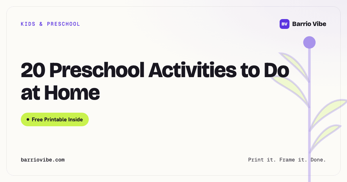 20 Preschool Activities to Do at Home (Free Printable)