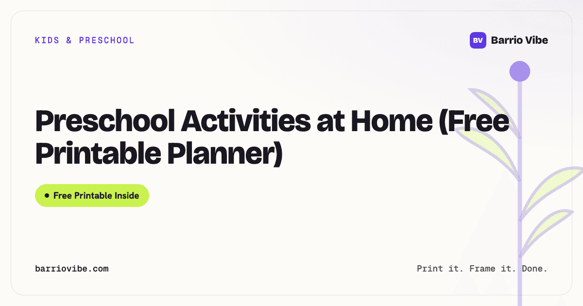 Preschool Activities at Home (Free Printable Planner)