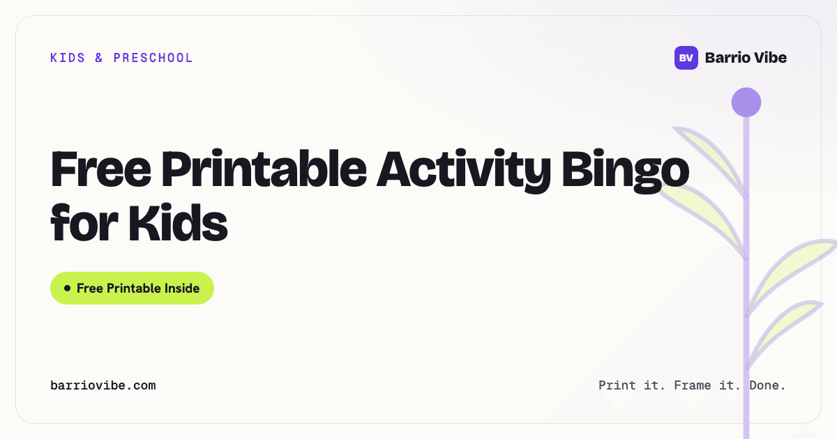Free Printable Activity Bingo for Kids