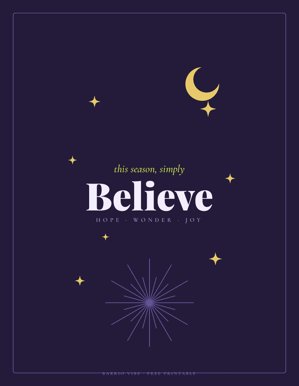 Preview of Believe Christmas Wall Art, Free Printable