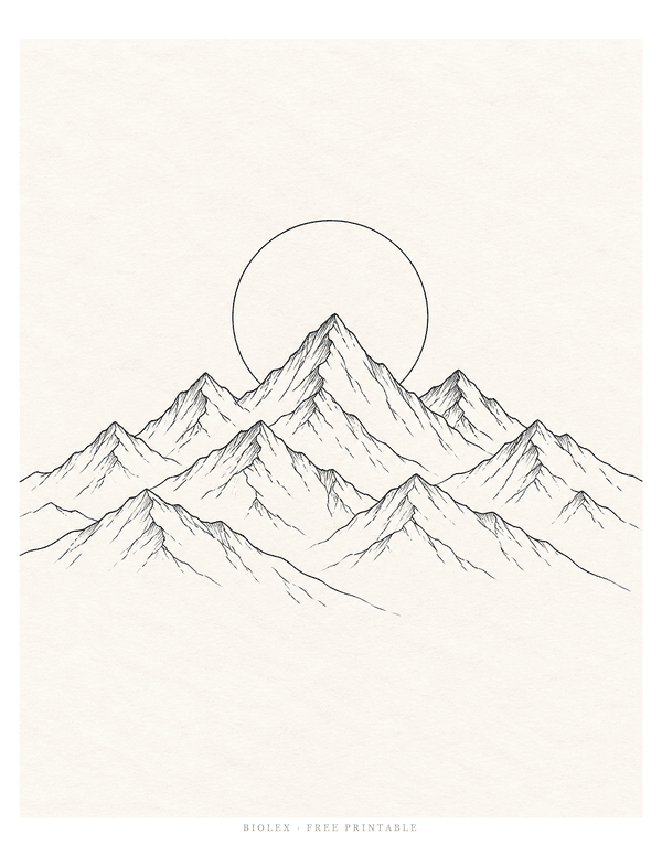 Preview of Mountain Range Line Art, Free Printable