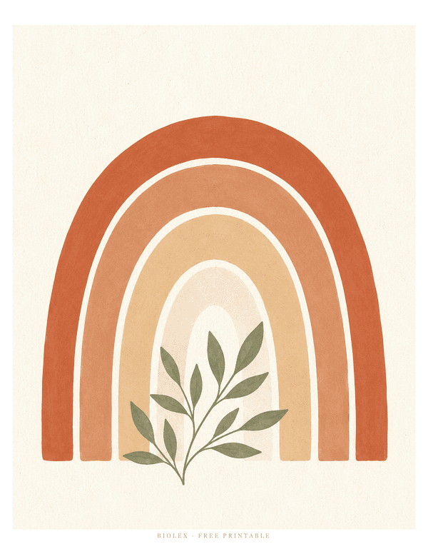 Preview of Boho Rainbow with Leaves, Free Printable