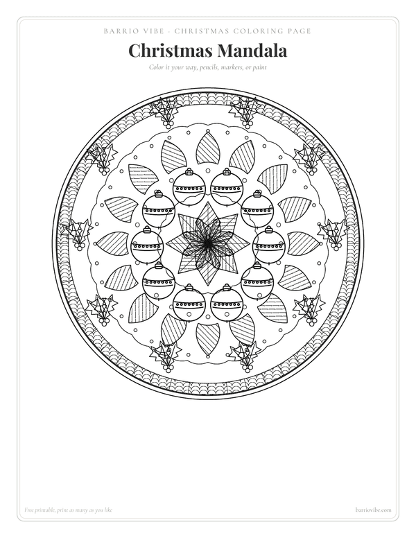 Preview of Christmas Mandala Coloring Page, Free Printable