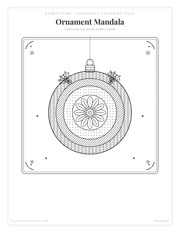 Preview of Ornament Mandala Coloring Page, Free Printable