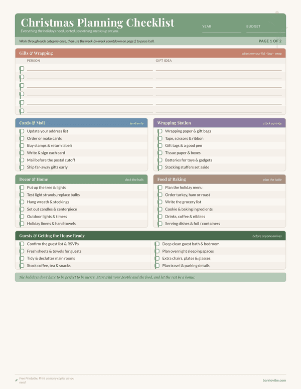 Preview of Christmas Planning Checklist, Free Printable
