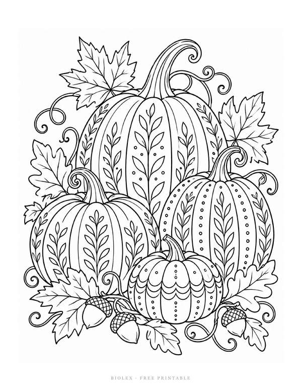 Preview of Pumpkin Patch Coloring Page, Free Printable