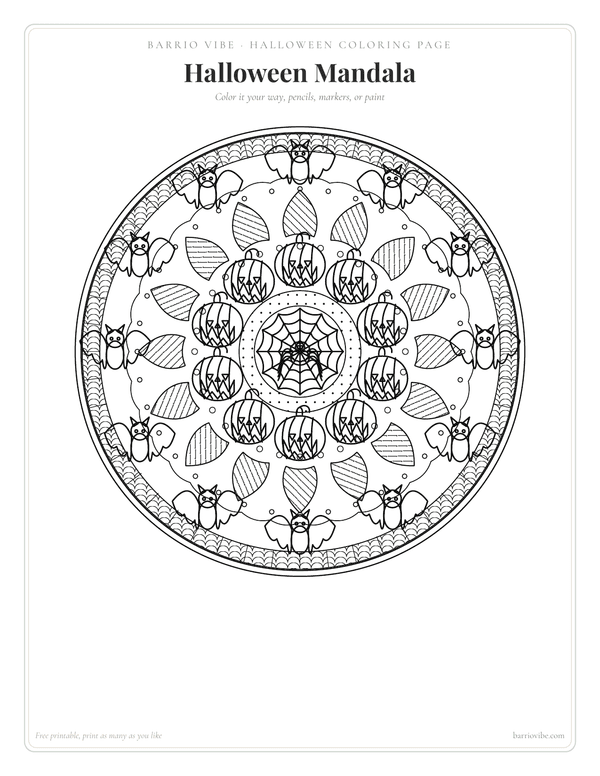 Preview of Halloween Mandala Coloring Page, Free Printable