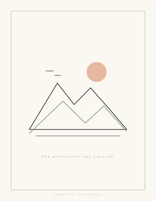 Preview of Mountains Line Art Wall Art, Free Printable