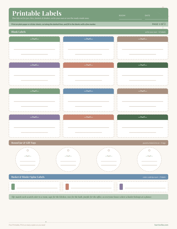 Preview of Printable Labels (Blank + Home), Free Printable