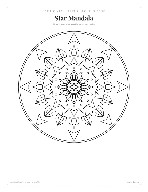 Preview of Star Mandala Coloring Page, Free Printable