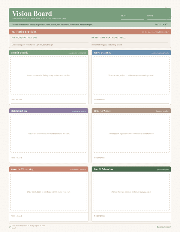 Preview of Vision Board Kit, Free Printable